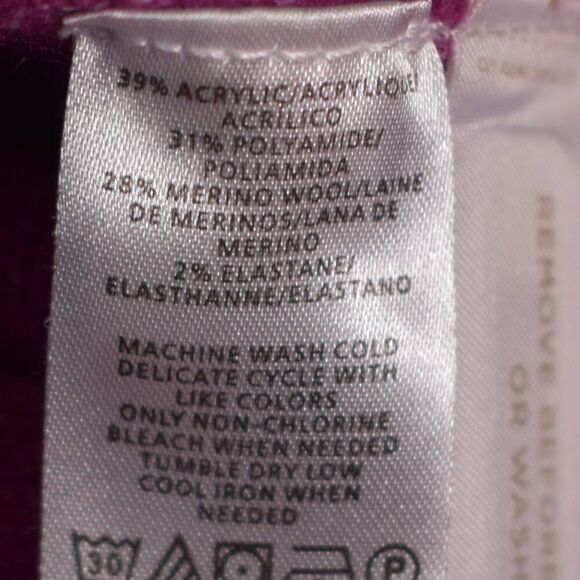 Loft Purple Turtleneck Sweater Wool Blend Tunic Sz Medium Slouchy High Neck Top - Picture 8 of 14